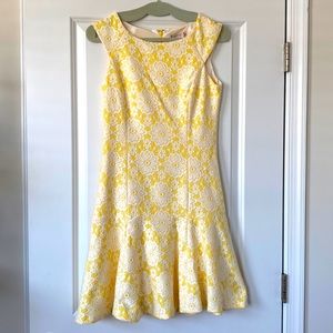 Nanette Lepore Yellow Lace Dress, Size 4